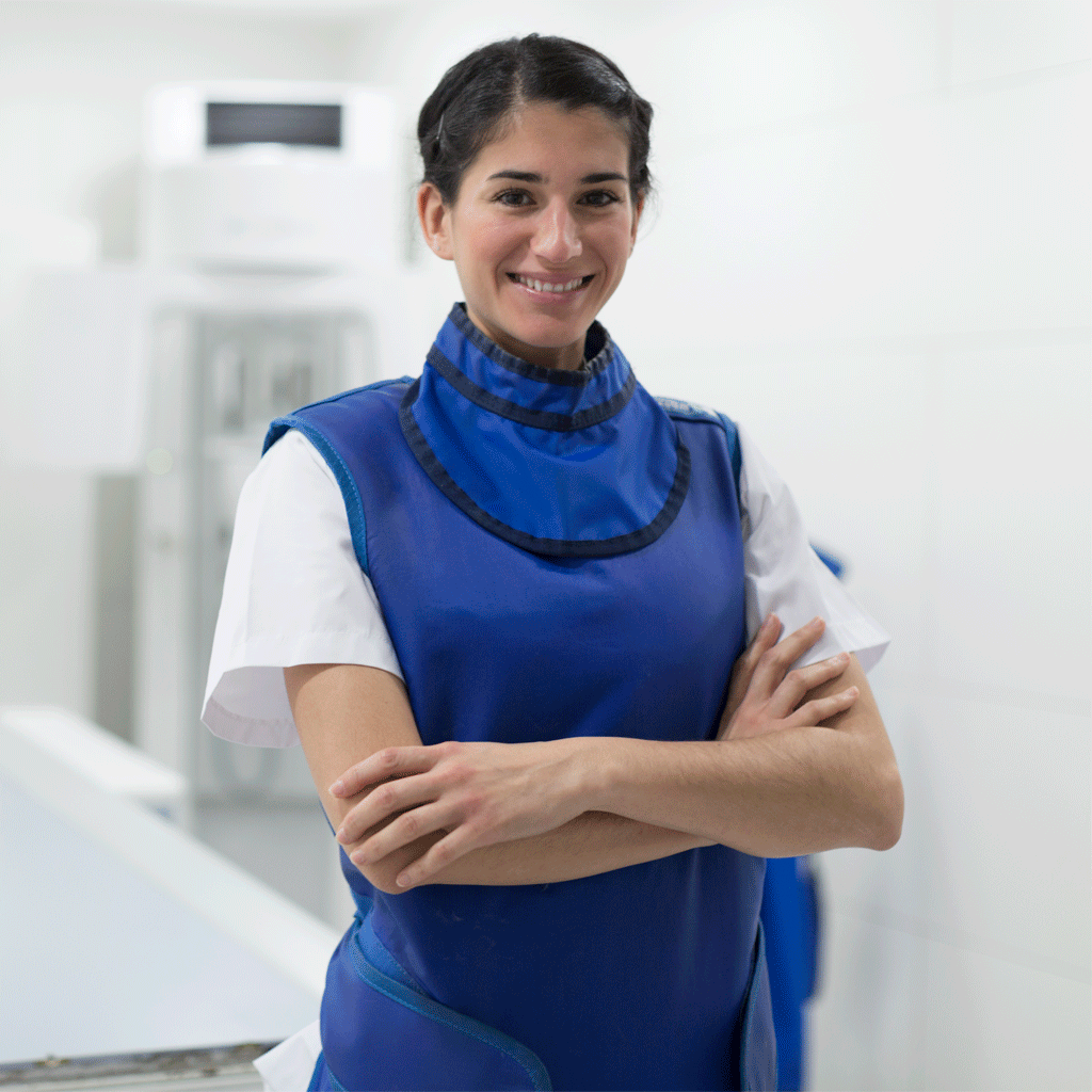 X-ray technician smiling at camera.